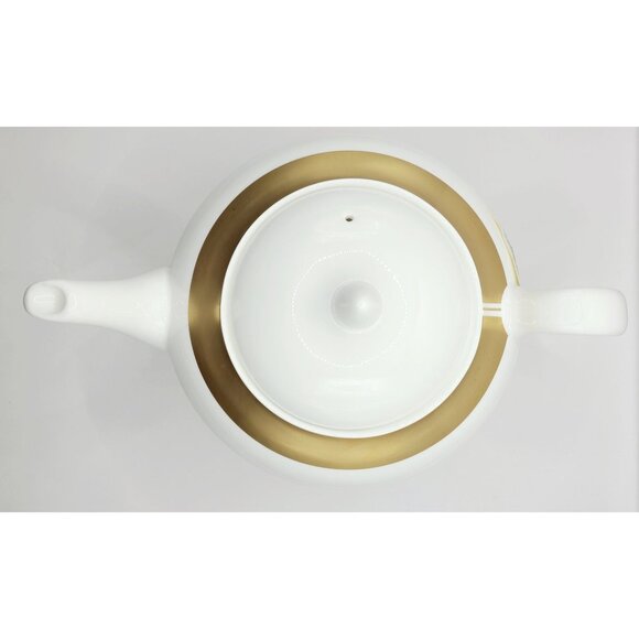 Wedgwood Satine Gold Teapot Porcelain New with Tags - Picture 7 of 12